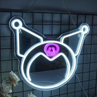 Espejo Neón Ajustable De Color Morado Sanrio Kuromi Para Decoración De Habitación Luz De Neón Para Maquillaje Regalo De Cumpleaños - details 4