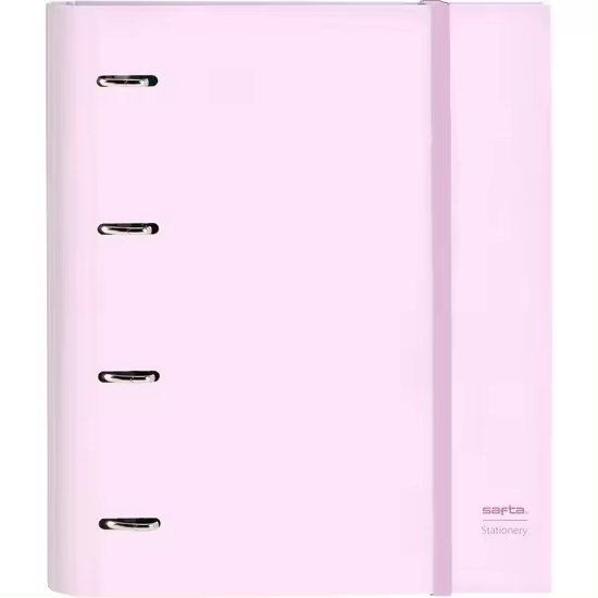 SAFTA  CARPETA 4 ANILLAS 35MM CON RECAMBIO SAFTA "ROSA" - Carpeta Anillas Licencia Oficial - Diseño Exclusivo - Ideal para Uso Diario - Material Duradero - Compatible con Hojas A4 - 1