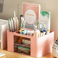 Organizador De Bolígrafos Con 2 Cajones Multifuncional Para Escritorio Caja De Almacenamiento Para Escritorio Suministros De Oficina Mesa De Vestíbulo - details 1