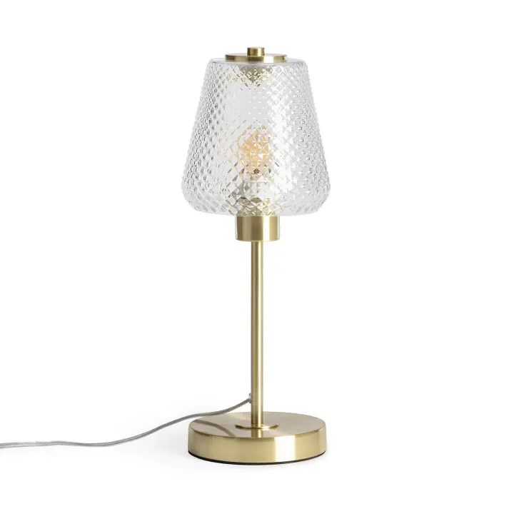 Ledkia Lámpara de Mesa Metal y Cristal Stiklu Dorado - 1