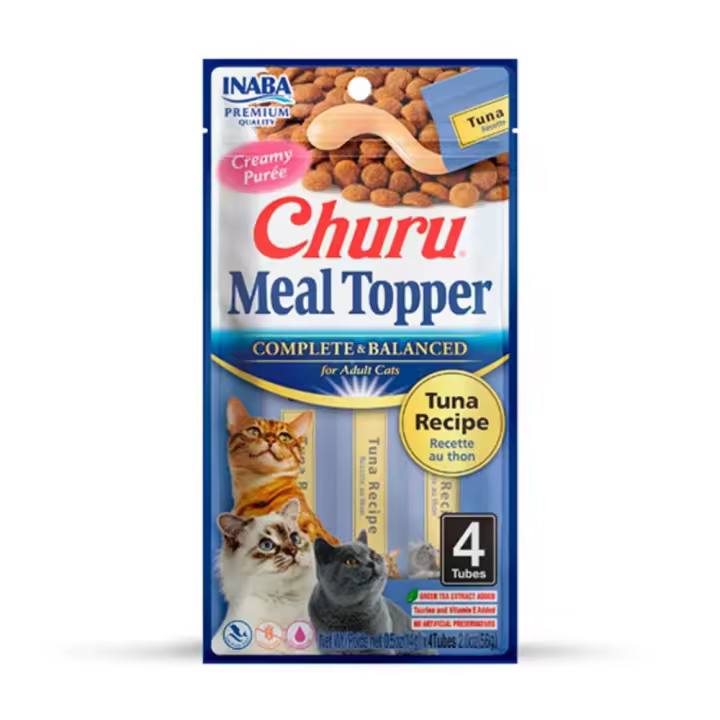Churu Meal Topper con Atún Snacks para Gatos - Pack de 12 sobres x 4 unidades x 14 gr - 1