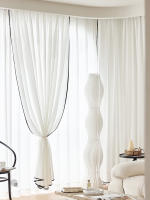 1pc Cortina De Ventana De Lino Francés Con Borde Negro Y Red De Malla De Lujo Pequeña Cortina Perfumada Para Decoración De Hogar - details 3