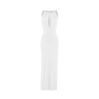 Vestido Largo Elegante Para Mujer Otoño 2025 Sin Mangas Cuello Redondo Color Sólido Ajustado Estilo Banquete Moda Nueva - details 12
