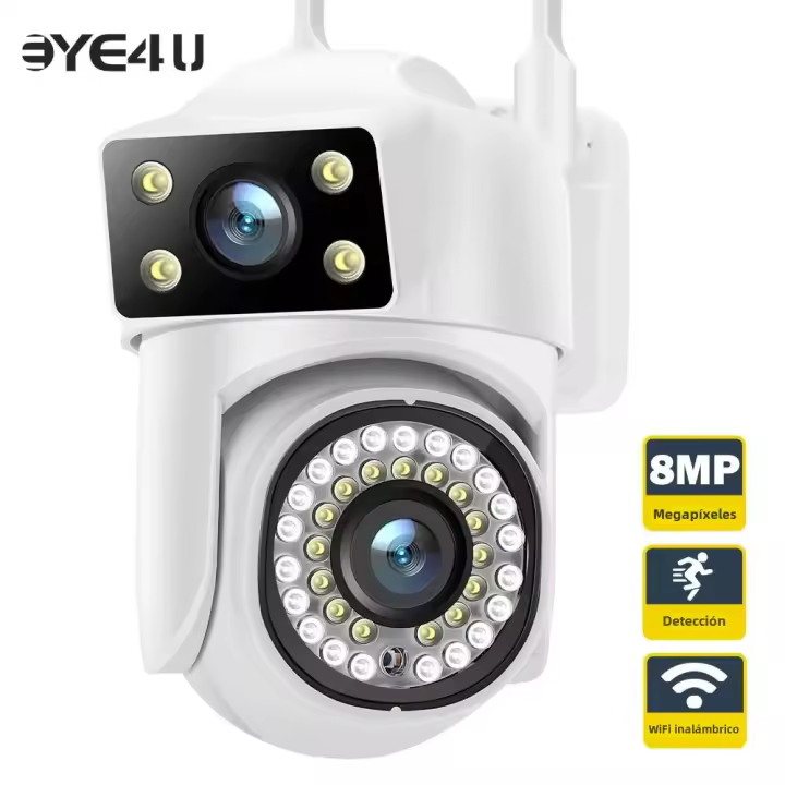 Cámara De Seguridad IP Exterior 4K 8MP WiFi Con Doble Lente Y Pantalla Doble Auto Seguimiento PTZ Zoom 8X Protección CCTV Vigilancia Video - 1
