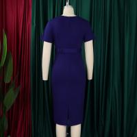 Vestido Elegante Para Oficina Para Mujer Con Cuello En V Manga Corta Cinturón Ajustado Recto Midi Formal Ropa De Negocios Para Mujer - details 18