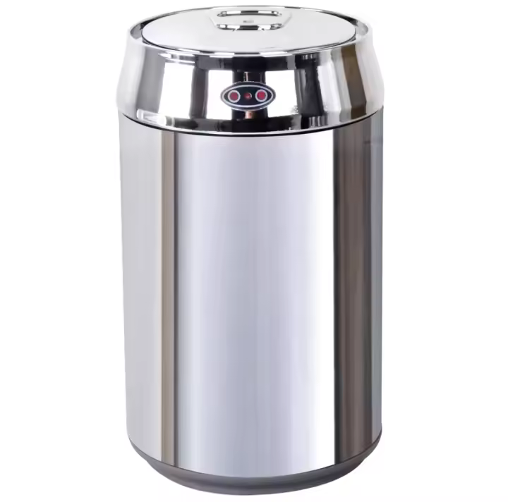 ORION91 Papelera o Cubo Basura Ø24cm x 48,4cm 12 L Tapa Con Sensor Inteligente CROMADO ACERO INOXIDABLE Oficina Teletrabajo - SpazioLuzio - 1