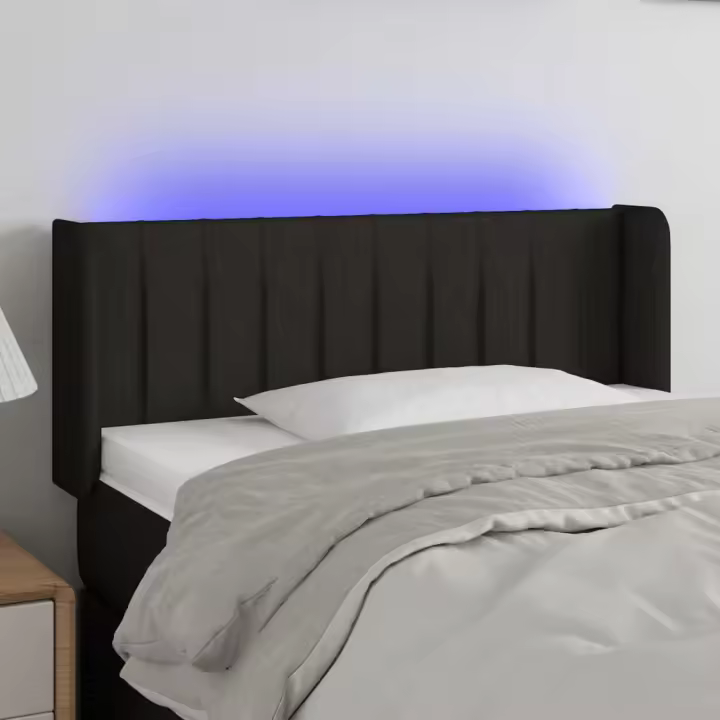 vidaXL Cabecero con LED de tela negro 103x16x78/88 cm - 1