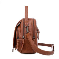 Bolso De Hombro Pequeño Para Mujer En Cuero PU Suave Vintage Moda Cruzado Bolso De Mano Para Teléfono Móvil Con Cierre De Cremallera - details 13