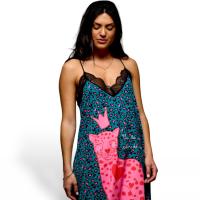 Anabel Lee - Vestido Pantera Rosa Animal Print Leopardo Azul y Negro - details 1