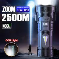 Linterna Táctica LED Potente Recargable USB Con Luz COB Y Longitud De Rayo 500m Para Pesca Caza Exploración Rescate Negro Impermeable - details 0