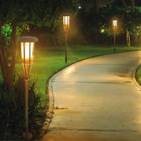 Lámpara De Jardín Solar Con Llama Automática Impermeable Para Iluminación De Camino Luz De Torcha LED De Bambú Para Exterior - details 5