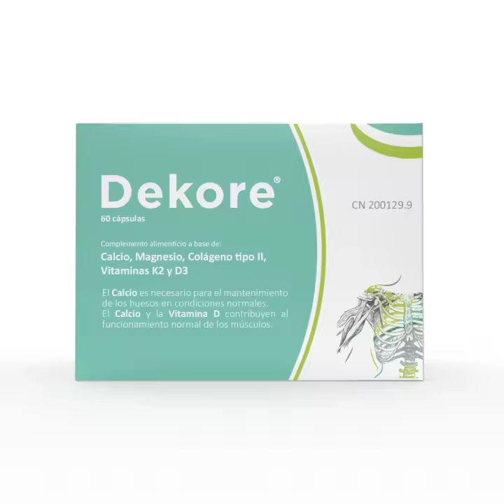 Dekore 60 cápsulas Margan Biotech. CALCIO  MAGNESIO  COLÁGENO TIPO II  VITAMINAS K2 Y D3 - 1