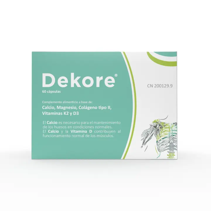 Dekore 60 cápsulas Margan Biotech. CALCIO  MAGNESIO  COLÁGENO TIPO II  VITAMINAS K2 Y D3 - 1