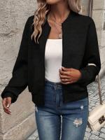 Chaqueta De Cierre De Cremallera De Color Sólido Para Mujer Estilo Casual Y Moda Durable Y Lujosa Para Otoño E Invierno - details 14