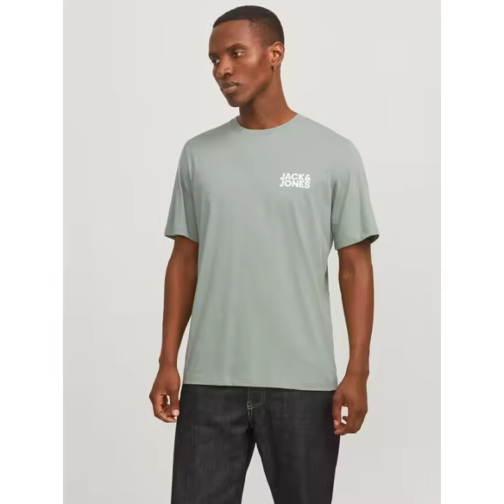 Jack&Jones – Hombre – Verde – Camiseta Manga Corta, Print Lateral Superior, Cuello Redondo, Corte Regular - 1