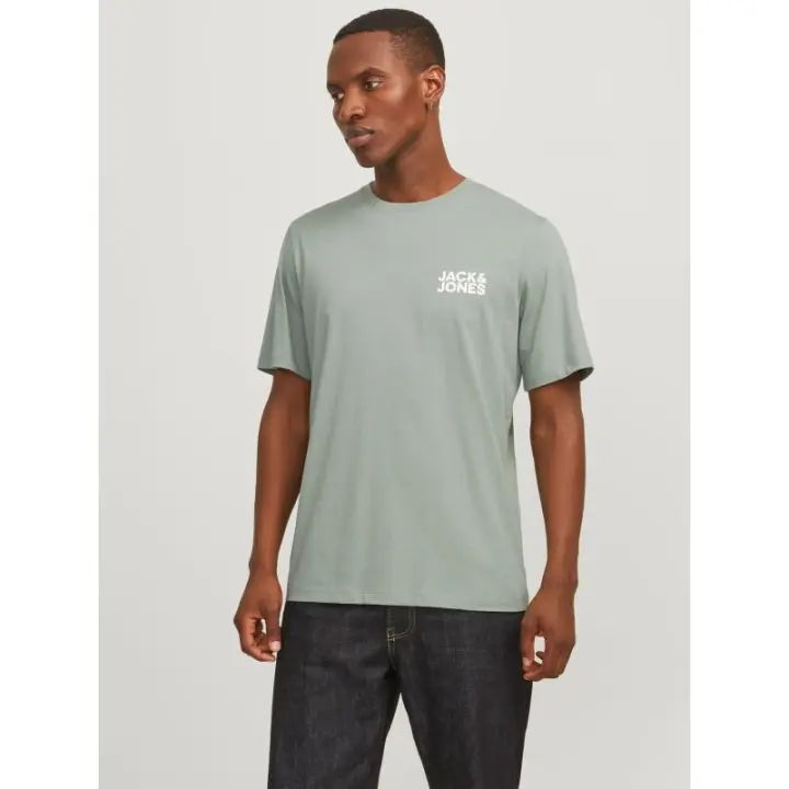 Jack&Jones – Hombre – Verde – Camiseta Manga Corta, Print Lateral Superior, Cuello Redondo, Corte Regular - 1