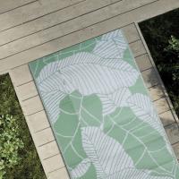 Alfombra de Exterior PP 80x150 cm Jardín Patio Terraza Balcón Color Negro,  green leaf pattern,  Hoja y mas - details 2