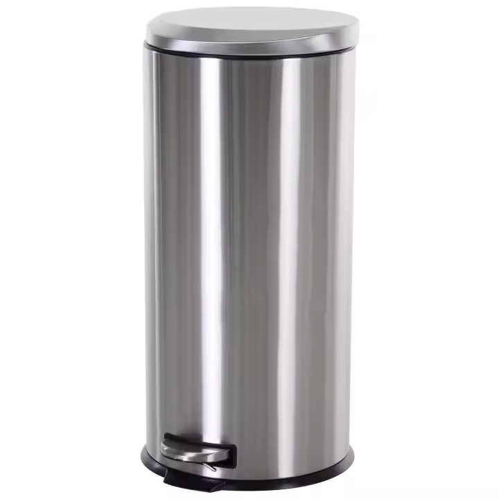 HOMCOM Papelera 30L, papelera con pedal de acero inoxidable, cubo de basura con cubo interior, contenedor de basura con tapa y pedal, para salón, oficina, Ø29,2 x 62,5 cm - 1