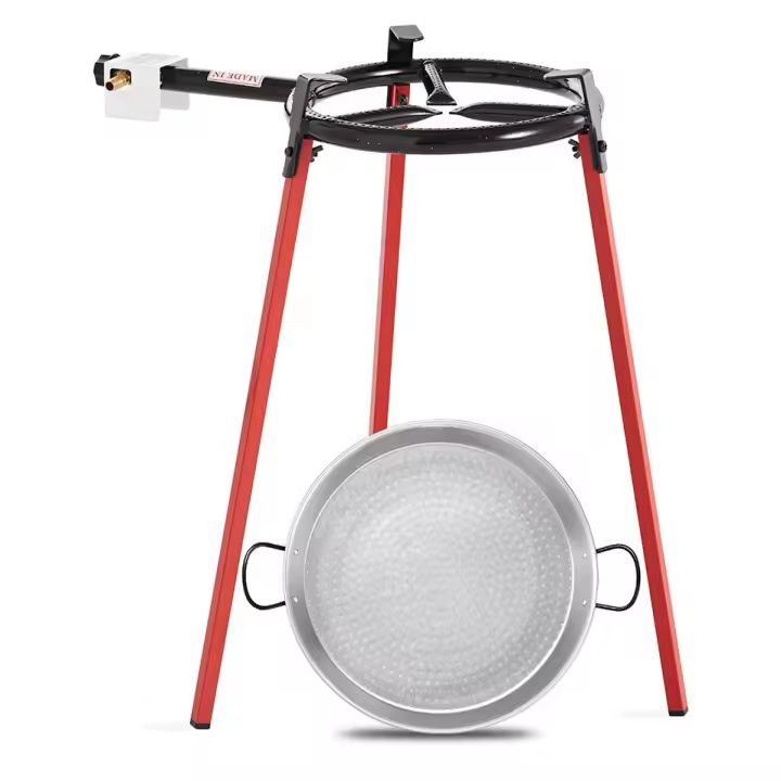 Vaello - El juego incluye: quemador de anillo de gas de 300 mm, paellera pulida de 38 cm, trípode - 1