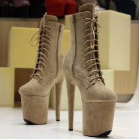 Botas De Tacón Alto Y Plataforma Para Danza Coreográfica Con Cordones En Flannel Talla 36-43 Tres Colores En Stock Envío Rápido - details 2