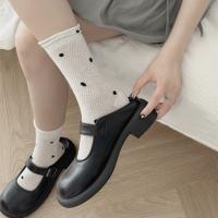 Calcetines Para Mujer Verano Primavera Malla Transpirable Diseño Espots Delgados Cómodos De Algodón Puro Con Borde Volcado - details 14