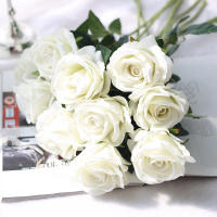 5Pcs Largarama De Flores Blancas De Seda Bellas Rosas Artificiales Para Decoración De Hogar Y Bodas Arreglo Floral Falso - details 0