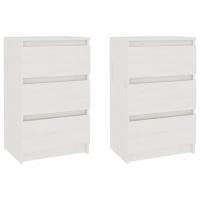 vidaXL Mesitas de noche 2 unidades madera maciza pino 40x29,5x64 cm Natural, Blanco, Gris Mesita habitacion mesitas de noche dormitorio para Salón, Estudio, Mesa Auxiliar - details 0