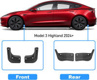 Protector De Barro Suave Para Tesla Model 3 Highland 2024 Y Model Y 2024-2021 Guardabarros Antisalpicaduras Para Ruedas Frontales Y Traseras - details 11