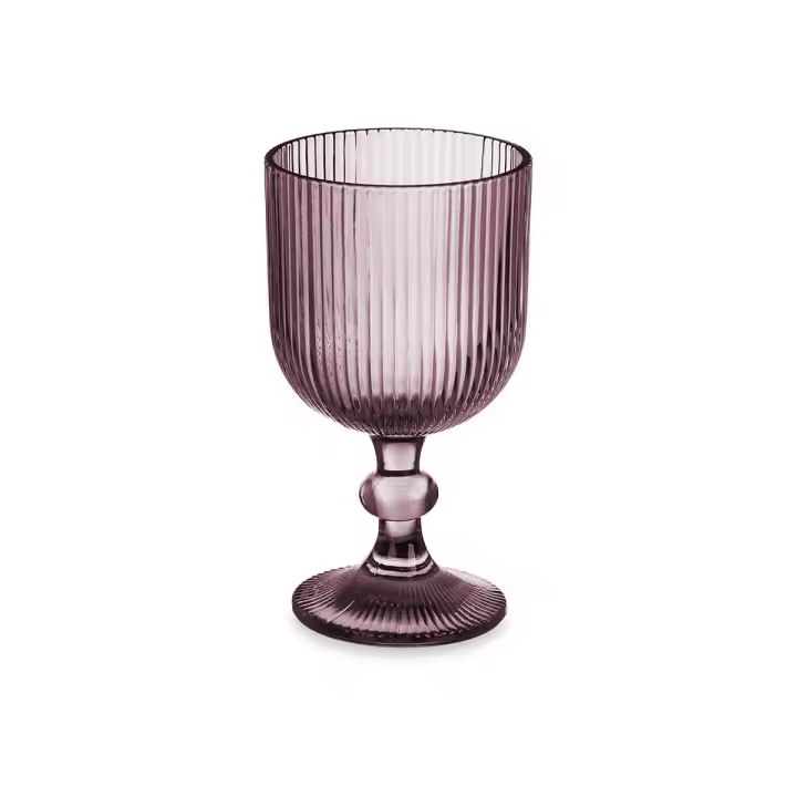 Factory Cuadros Copas de Vino VERSALLES Rosa con Rayas para Servir Agua, Bebidas y Helados - Pack 6 Unidades - 1