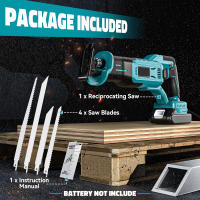 Sierra alternante inalámbrica para corte de madera y Metal, 4 hojas de piezas, batería Makita de 18v, sin batería, DIY para el hogar,Compatible con baterías de litio de la serie 18V B, com - details 6