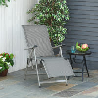 Outsunny Tumbona Plegable de Jardín Sillón Ajustable en 10 Posiciones con Respaldo Alto y Reposapiés Transpirable Carga Máx. 120 kg 78x58x110 cm - details 1