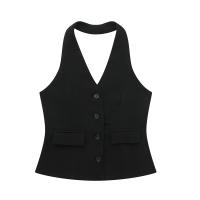 Conjunto De Traje Para Mujer TRAF Con Cuello Colgante Y Chaqueta De Botones Estilo Inglés Pantalones De Cintura Alta Casual - details 10