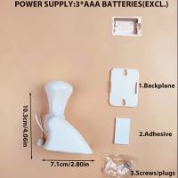 Lámpara De Pared Portátil LED Con Cierre Y Control De Interruptor 3 Pilas AAA Autoadhesiva Para Noche Independiente Con Soporte De Colgaje - details 5