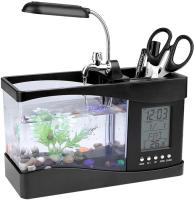 Pequeño Acuario De Escritorio Con Horario Y Luz LED Negro 24*10*14cm Timer LCD Para Tanque De Peces USB 5V Mini Tanque De Peces - details 9