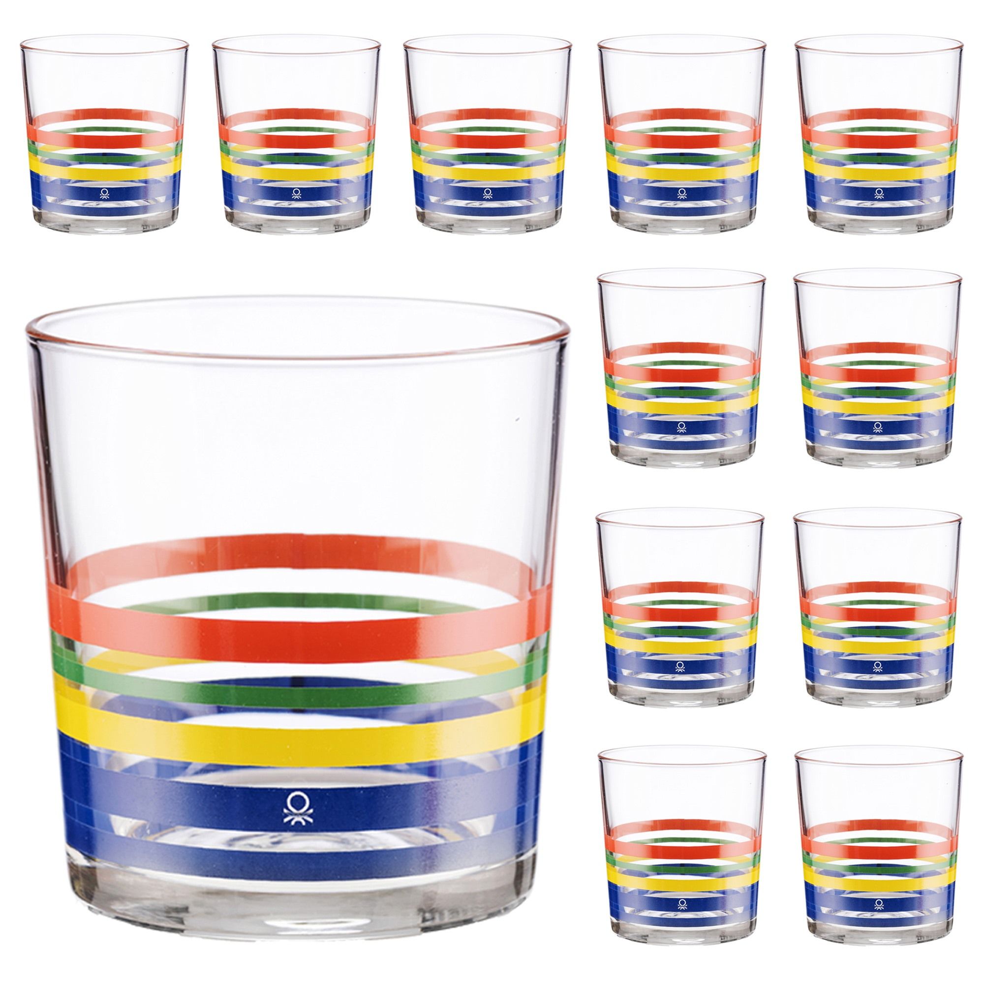 Set de 12 vasos de vidrio decorados, 33 cl - United Colors Of Benetton