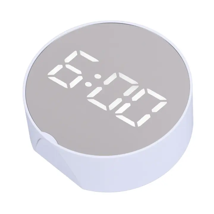 Reloj with Espejo Digital, Alarma, Pantalla Redonda Grande Blanca, Reloj LED portátil fácil de Ver para Oficina, dormitorio, Viajes W - 1