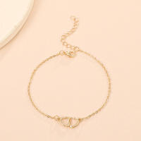 Ankleta De Corazón Doble Hueco Cadena Delgada Simplicidad Elegante Pulsera De Tobillo Para Playa Joyería De Pie Para Mujeres - details 4