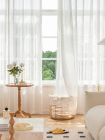 Cortina Blanca Sencilla Y Transparente Con Patrón Geométrico Estilo Bohemio Japonés Para Decoración De Habitaciones Con Bolso De Percha - details 5