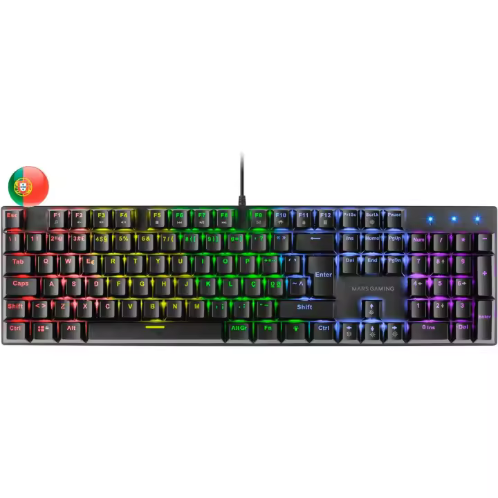 Mars gaming teclado mecanico rgb mk422 - tecnologia antipolvo - efectos de iluminacion rainbow - teclas ultra-resistentes - funciones multimedia y modo juego - pr de 1000hz - anti-ghosting avanzado - compatibilidad multiplataforma - portugues - color - 1