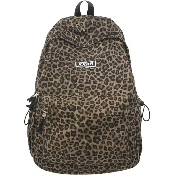 Bonita mochila de guepardo para hombre y mujer, estilo Y2K, con estampado de leopardo, estilo preppy, estilo universitario, estilo urbano (marrón) - 1