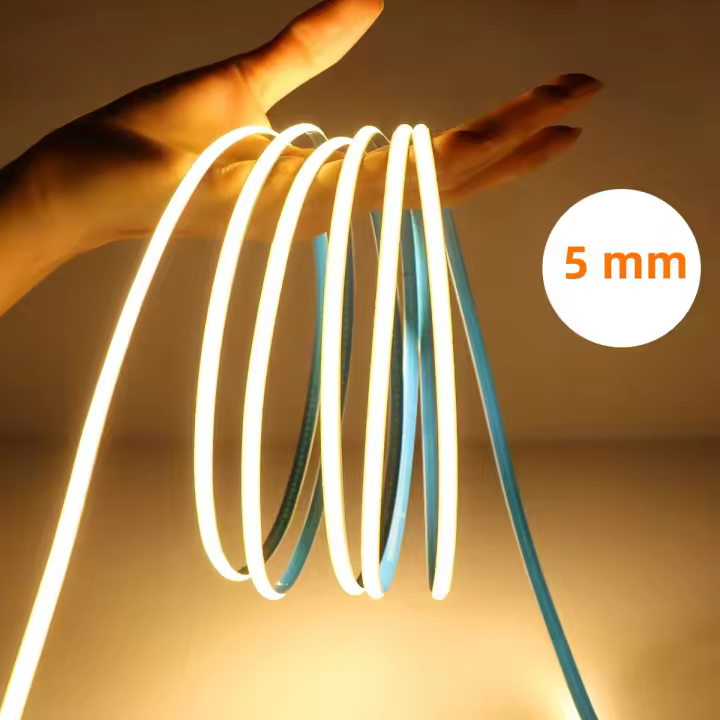 Tira De LED COB Flexible 12V 5mm 8mm Con 320 LEDs Alta Densidad Para Iluminación De Armarios Y Hogar Luz De Lampara FOB - 1