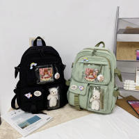 Mochila Kawaii Aesthetic Para Mujer Estudiante Con Accesorios Lindos Bolsa Escolar Japonesa Coreana Rucksack De Nylon Para Adolescentes - details 3