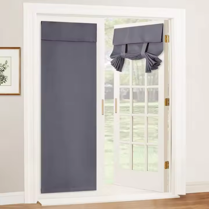 Cortinas de puerta opacas, cortinas autoadhesivas para amarrar, persianas de ventana, bloque de luz, luz lateral aislante, ancho 26 x largo 68 pulgadas, 1 panel, gris - 1