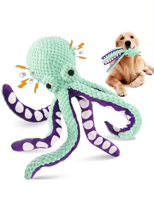 Juguete Interactivo Para Perros Octopus De Peluche Sonido Duradero Juguete De Masticar Para Puppies Compañero Anti-Boredom Accesorios Para Perros - 1