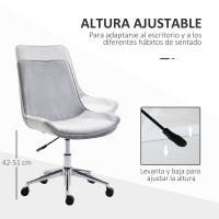HOMCOM Silla de Oficina Giratoria Silla de Escritorio Ergonómica con Altura Ajustable Respaldo Tapizado en Terciopelo Suave y Ruedas Carga 120 kg 52,5x60x82-91 cm Gris - details 3