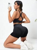 Shorts De Yoga Con Gradiente Para Mujer Cintura Alta Levantamiento De Caderas Y Ajuste Abdominal Deporte Y Fitness Moda Transpirable Y Cómoda - details 9