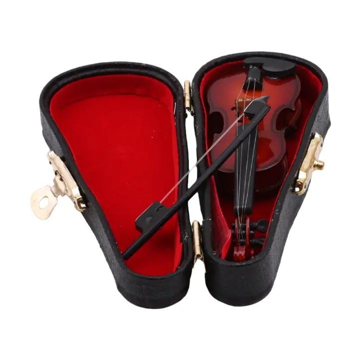 Mini Violín Hecho a Mano Instrumento Musical De Madera Adorno Decorativo Soporte Incluido Modelo Miniatura Regalo Ideal - 1