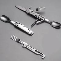 Cuchillo Vaso Cuchara Abrebotellas Plegable Multifuncional De Acero Inoxidable Para Camping Equipo De Comedor Portátil - details 0