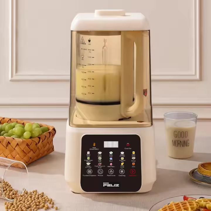 Batidora de Vaso 1,75L Multifuncional, Máquina de Leche Vegetal y de Soja, 15 Programas Fríos y Calientes, apa Antiruido de Vidrio, Temporizador 24h, Licuadora multiuso para leche vegetal, batidos, zumo, puré, sopa, etc, Don feliz - 1
