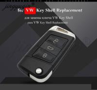 Carcasa De Llave Para Coche 3 Botones Plegable Adaptada Para VW Golf 4 5 Passat B5 B6 Polo Touran Caddy Eos Jetta Tiguan Seat Skoda Material ABS + Metal - details 0